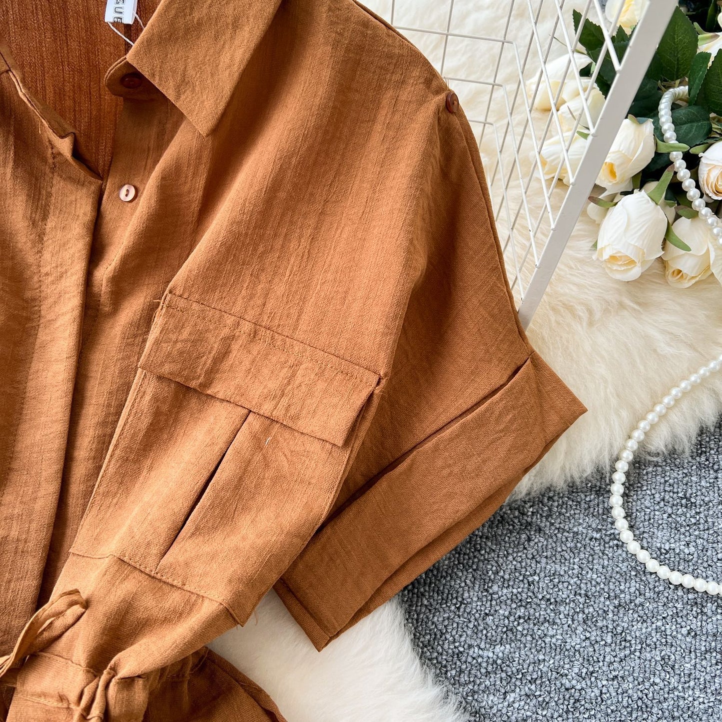 Lace-Up Waist Two-Piece Set