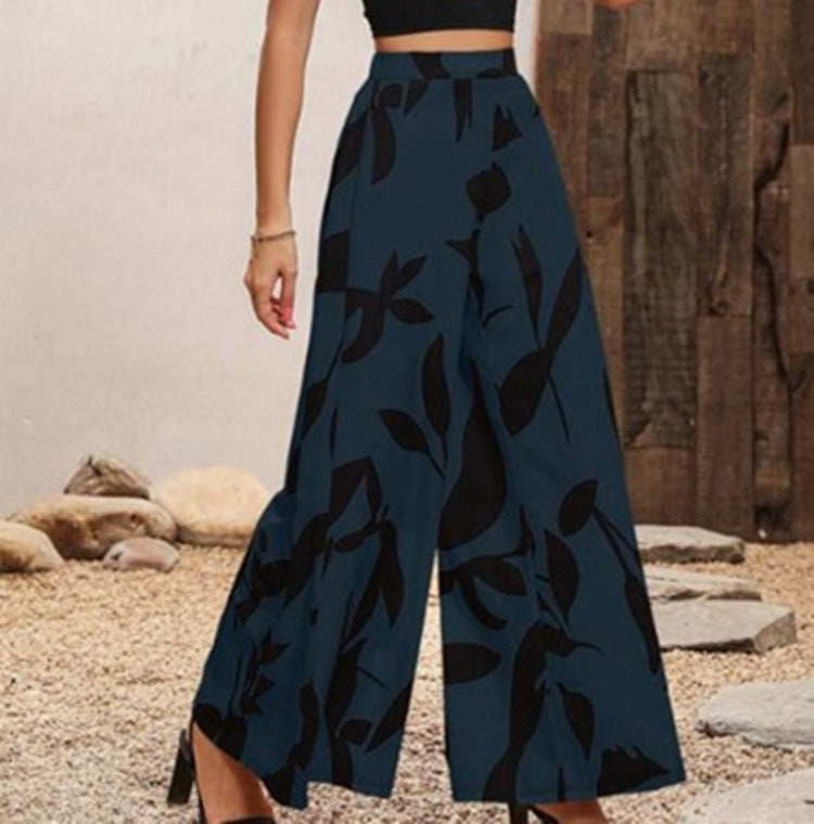 Summer Temperament Elasticated Waist Wide-leg High-waisted Thin Trousers