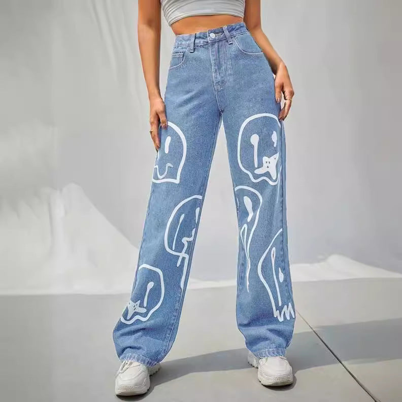 women's jeans, simple and slim straight pants