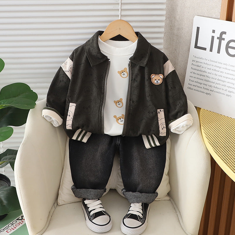 Bear Print Corduroy Set