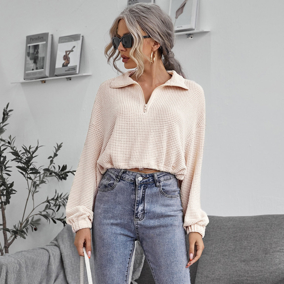 Women's Fall/Winter New Knitwear Zipper Shirt Top