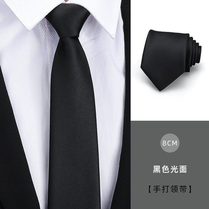 Tie men's formal wear business black glossy narrow zipper professional wedding groom korean zipper hand tie