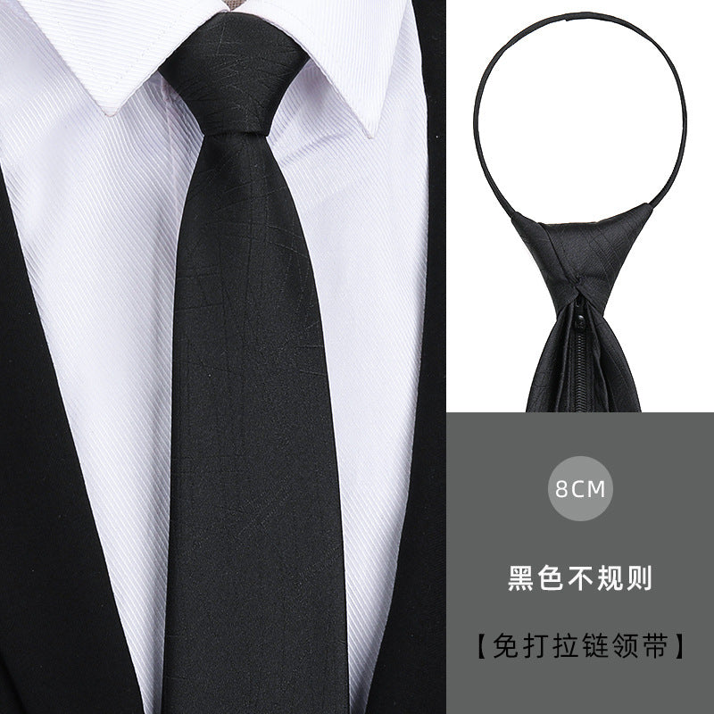 Tie men's formal wear business black glossy narrow zipper professional wedding groom korean zipper hand tie