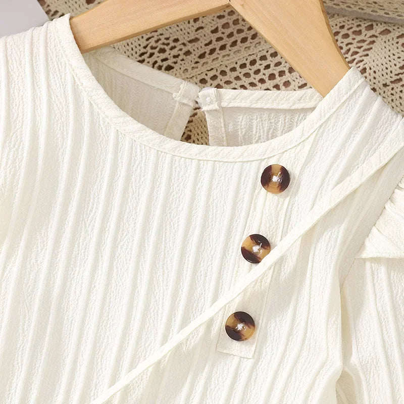 Elegant White Lace Dress Set For Girls