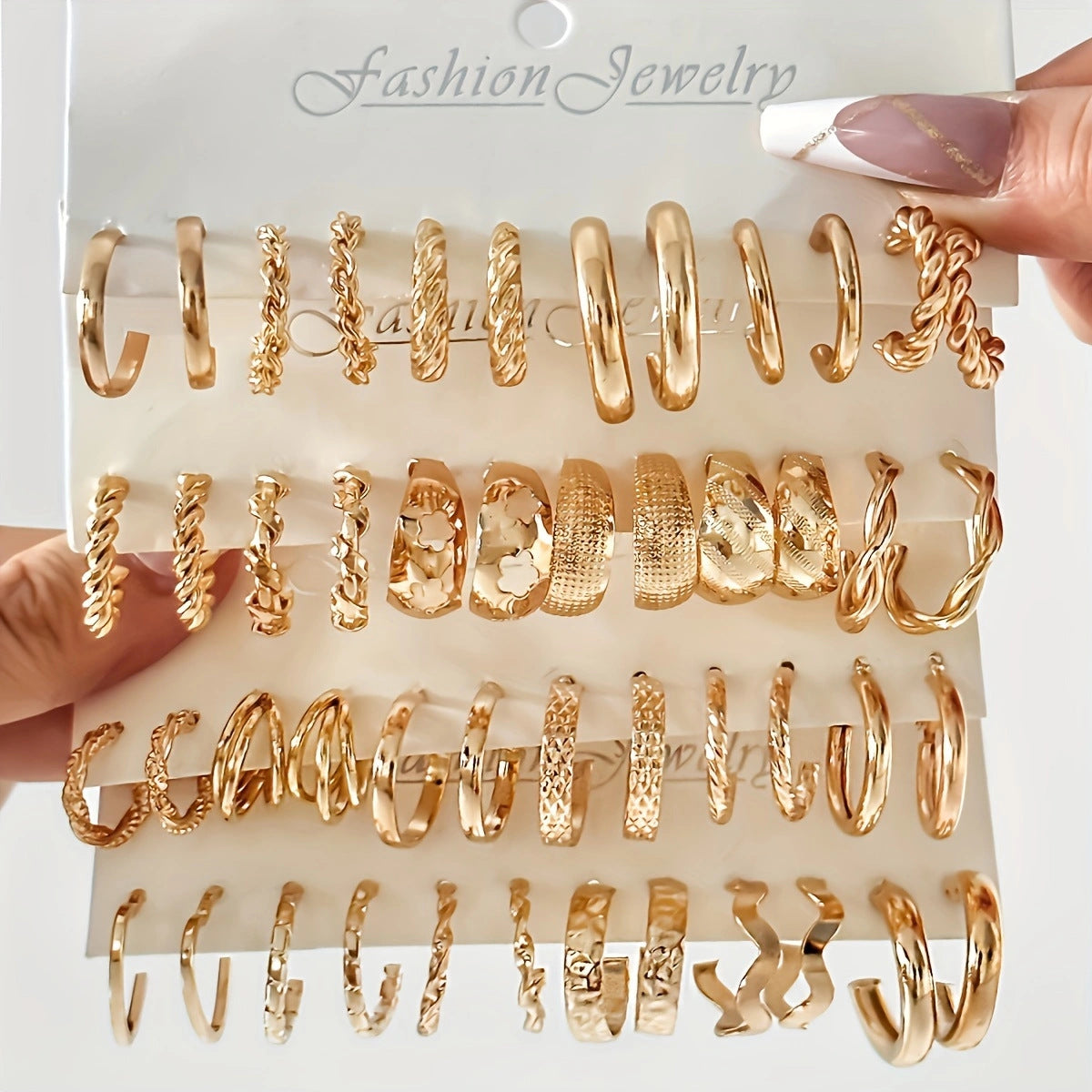 24-Pair Metal Twist Chain Earrings Set