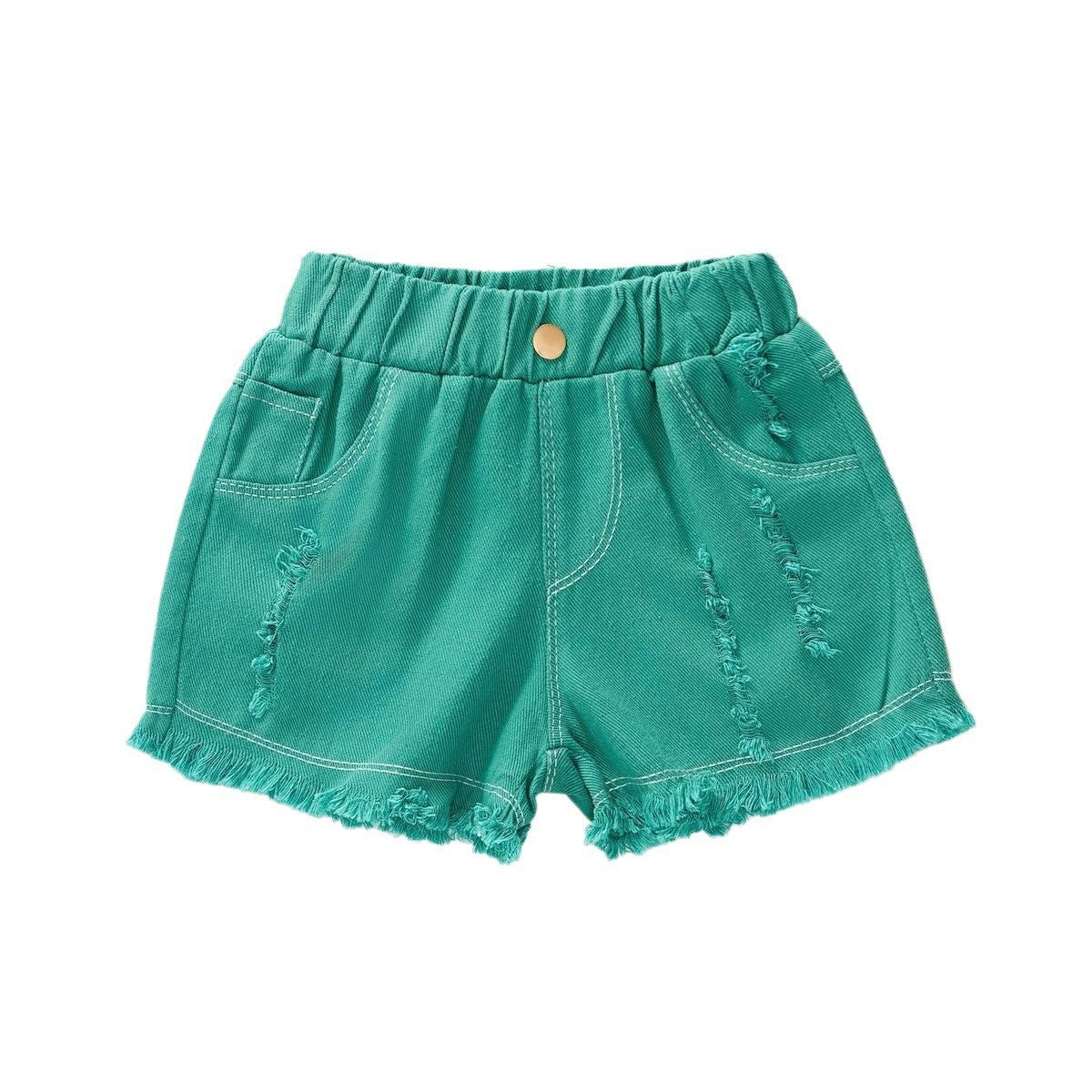 RuffleRise Denim Shorts