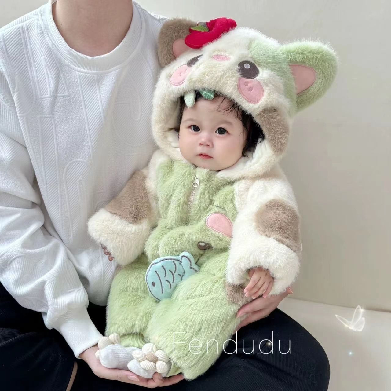 Fluffy Winter Jumpsuit for Infants