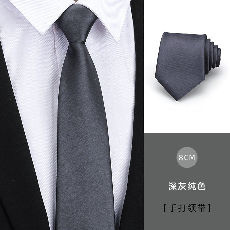 Tie men's formal wear business black glossy narrow zipper professional wedding groom korean zipper hand tie