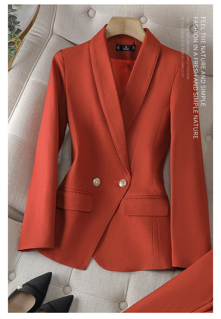 Women's Burgundy High-End Blazer Suit Set