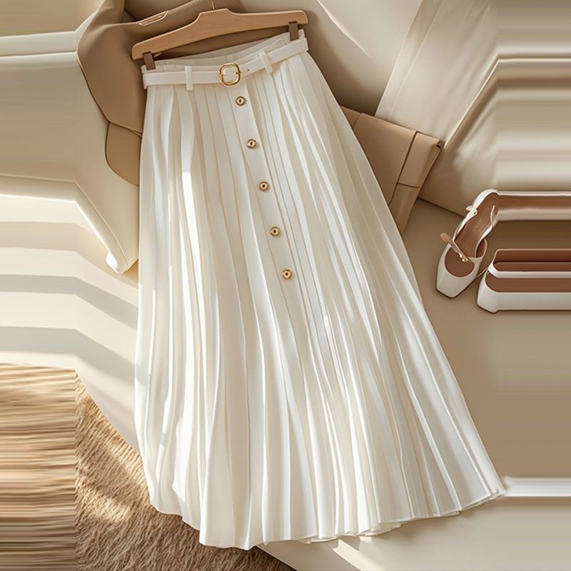Chiffon Pleated Midi Skirt