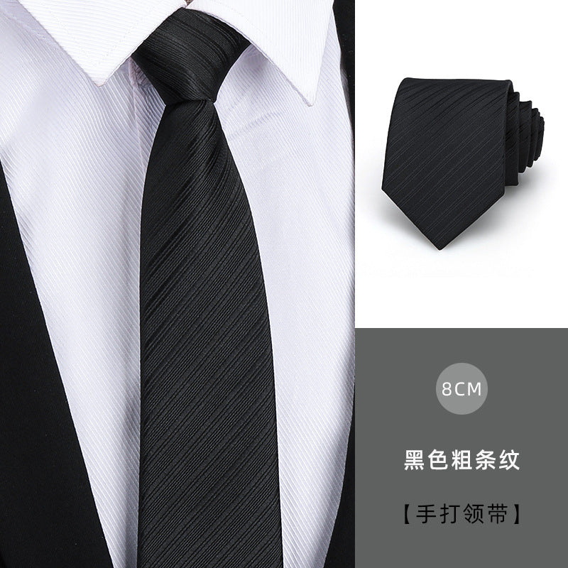 Tie men's formal wear business black glossy narrow zipper professional wedding groom korean zipper hand tie