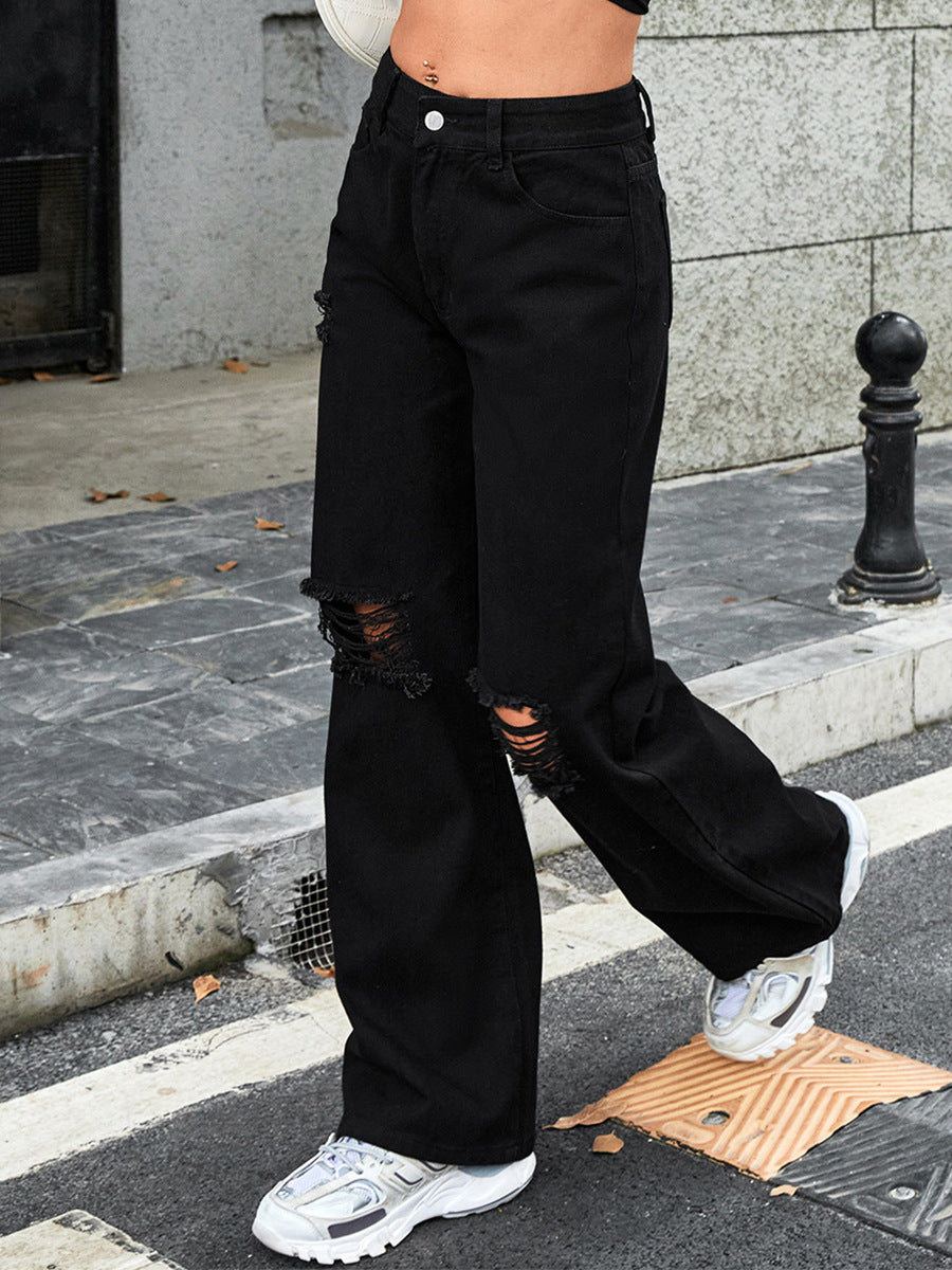 Casual fashion ripped denim pants
