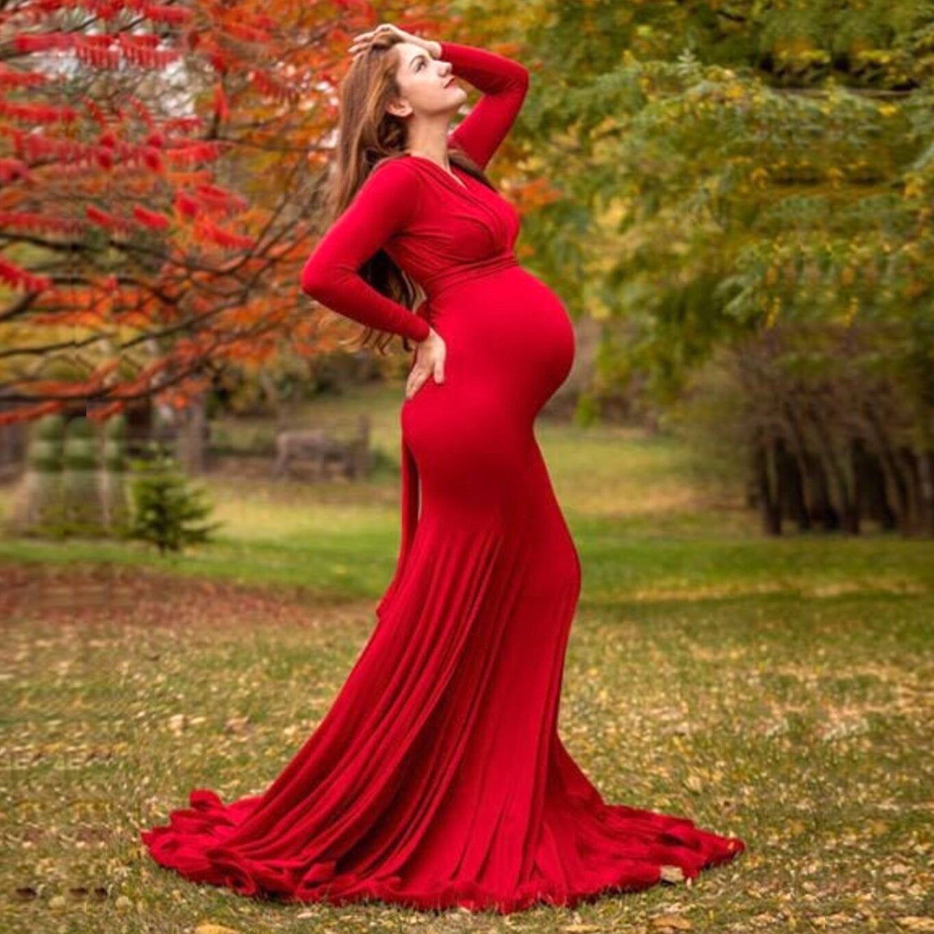V-Neck Photography Maternity Dress