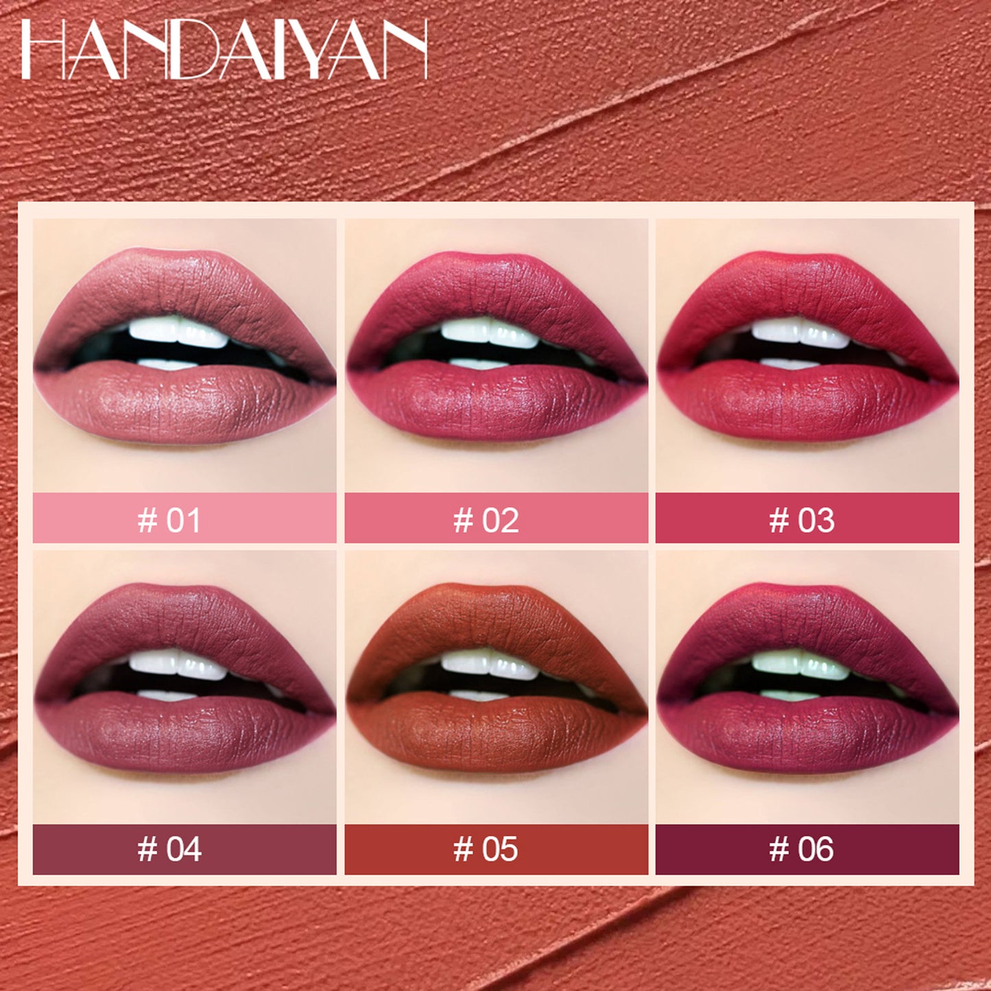 HANDAIYAN Curved Lipstick Makeup Natural Lip Stain Matte Long-lasting Lip Gloss Authentic Set