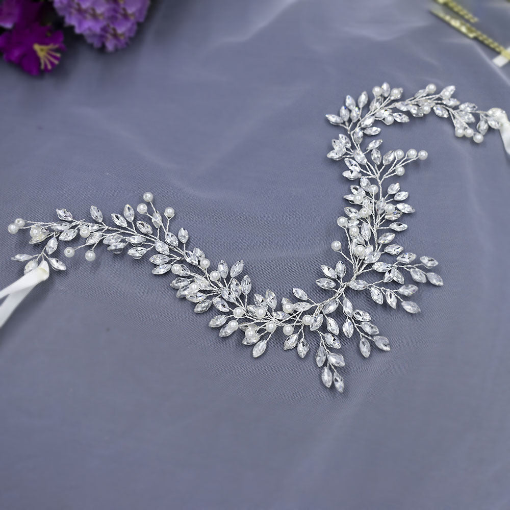 Bridal handmade pearl rhinestone Wedding headband