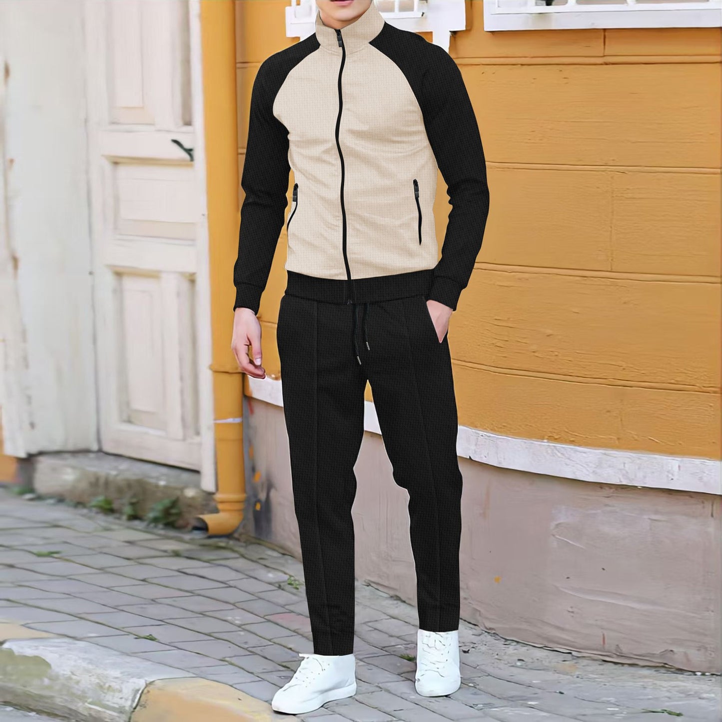 Men's Contrast Raglan Sleeve Tracksuit