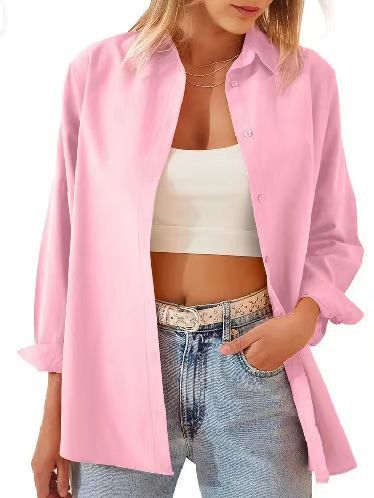Candy-Colored Button-Up Cardigan Shirt for Women