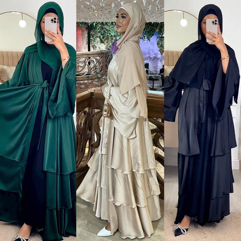 Muslim fashion solid color robe Abaya wears cardigan