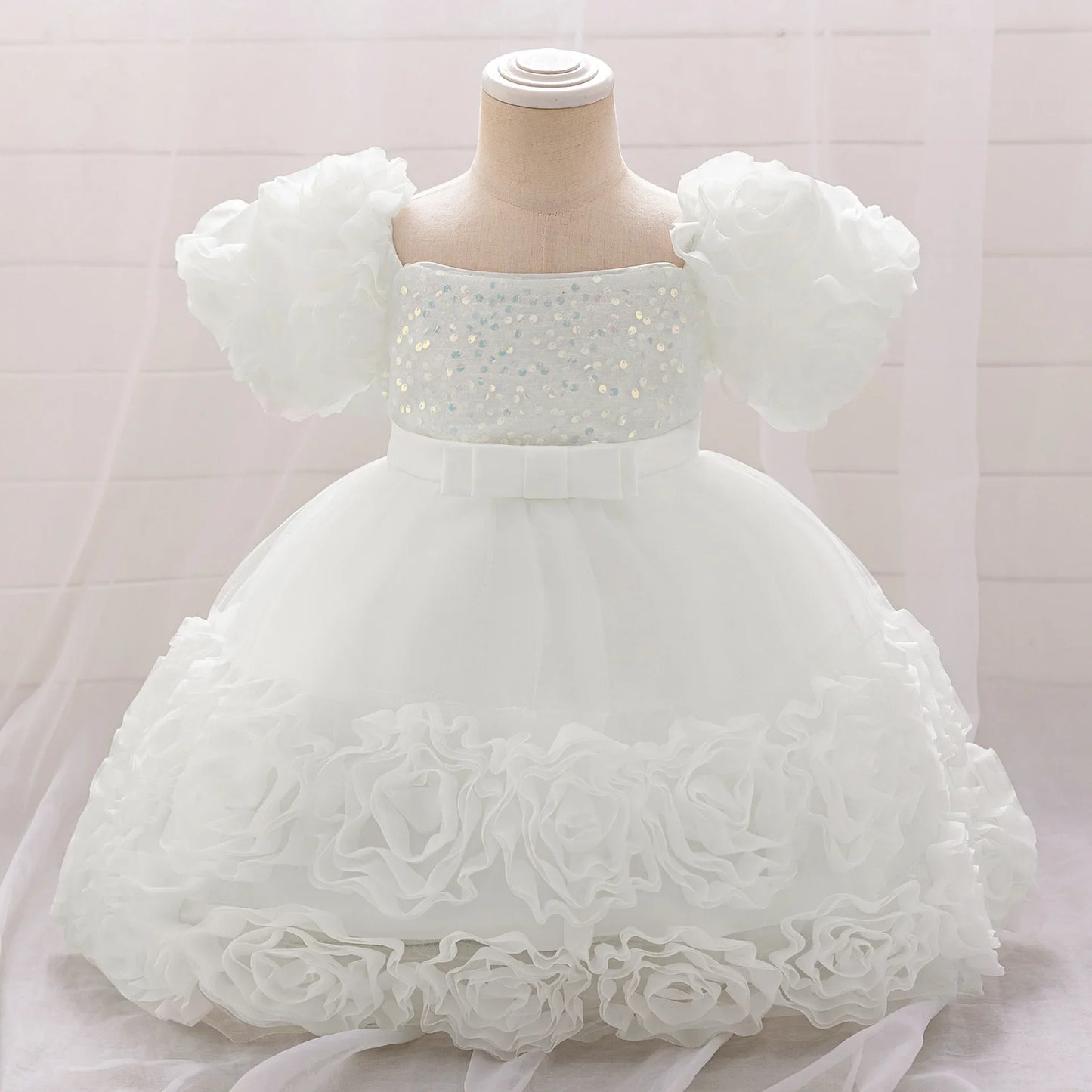 Rosette Ruffle Sequin Princess Dress