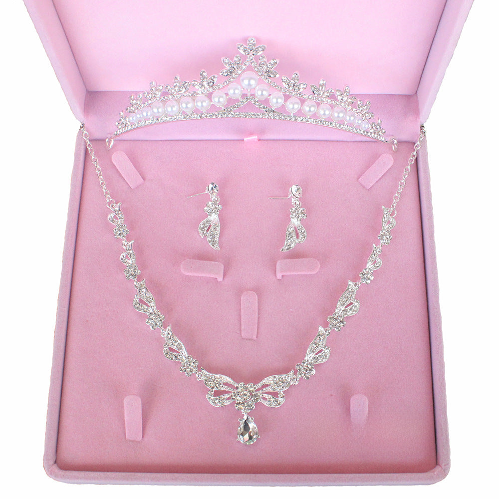 Bridal Headwear, Necklace Three-Piece Crown Wedding Accessories