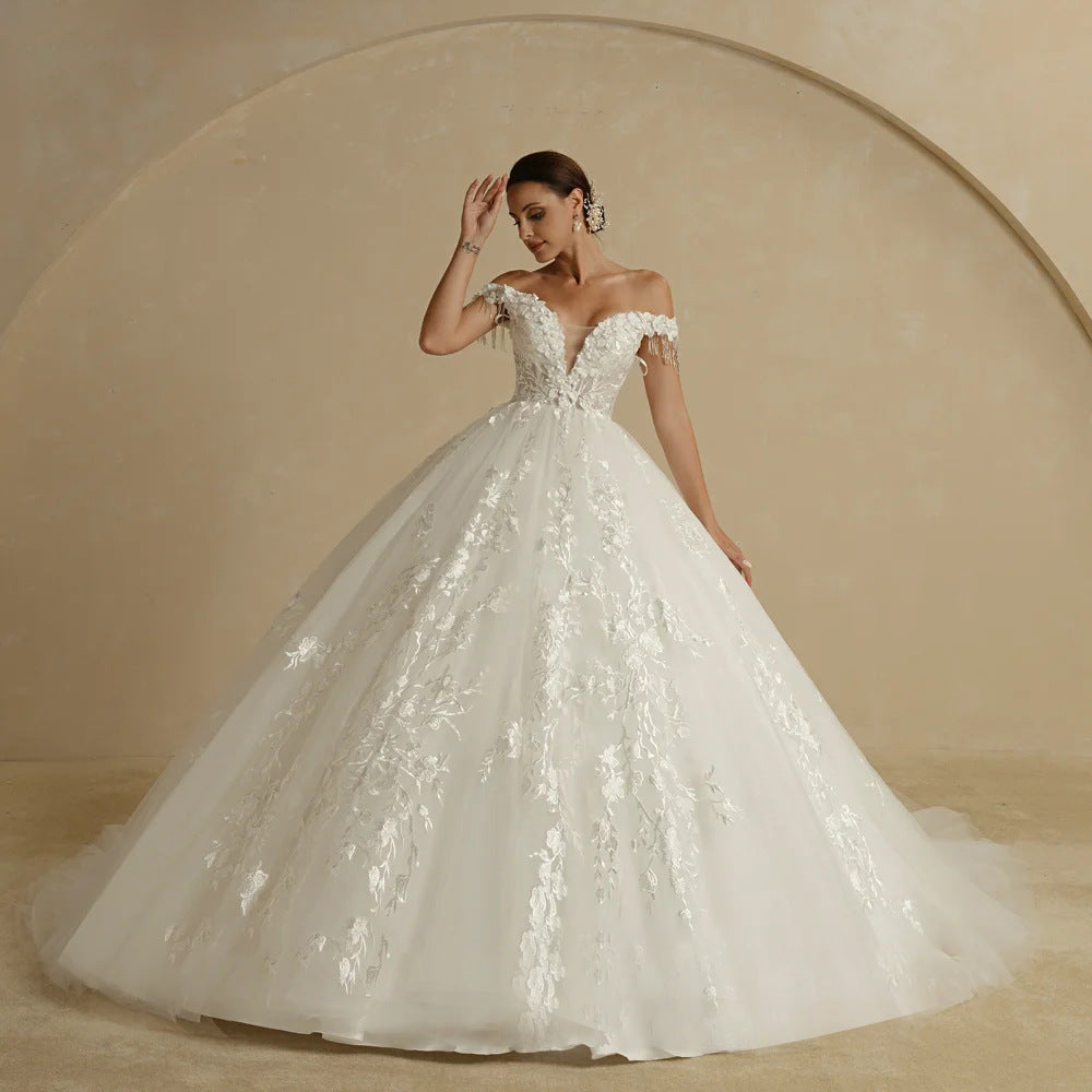 Bride's One Shoulder Slim Main Wedding Dress
