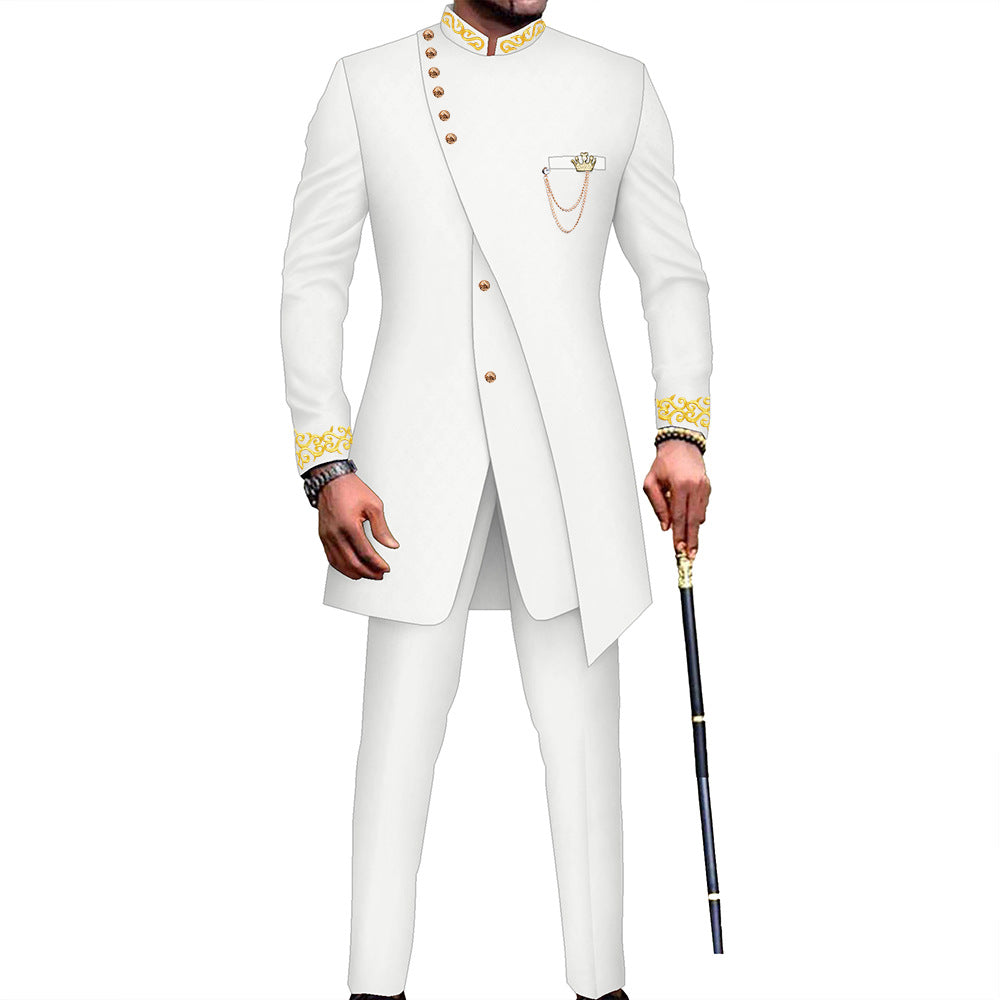 African Men's Slim Fit Two-Piece Retro Suit Midi Style (On Hand)