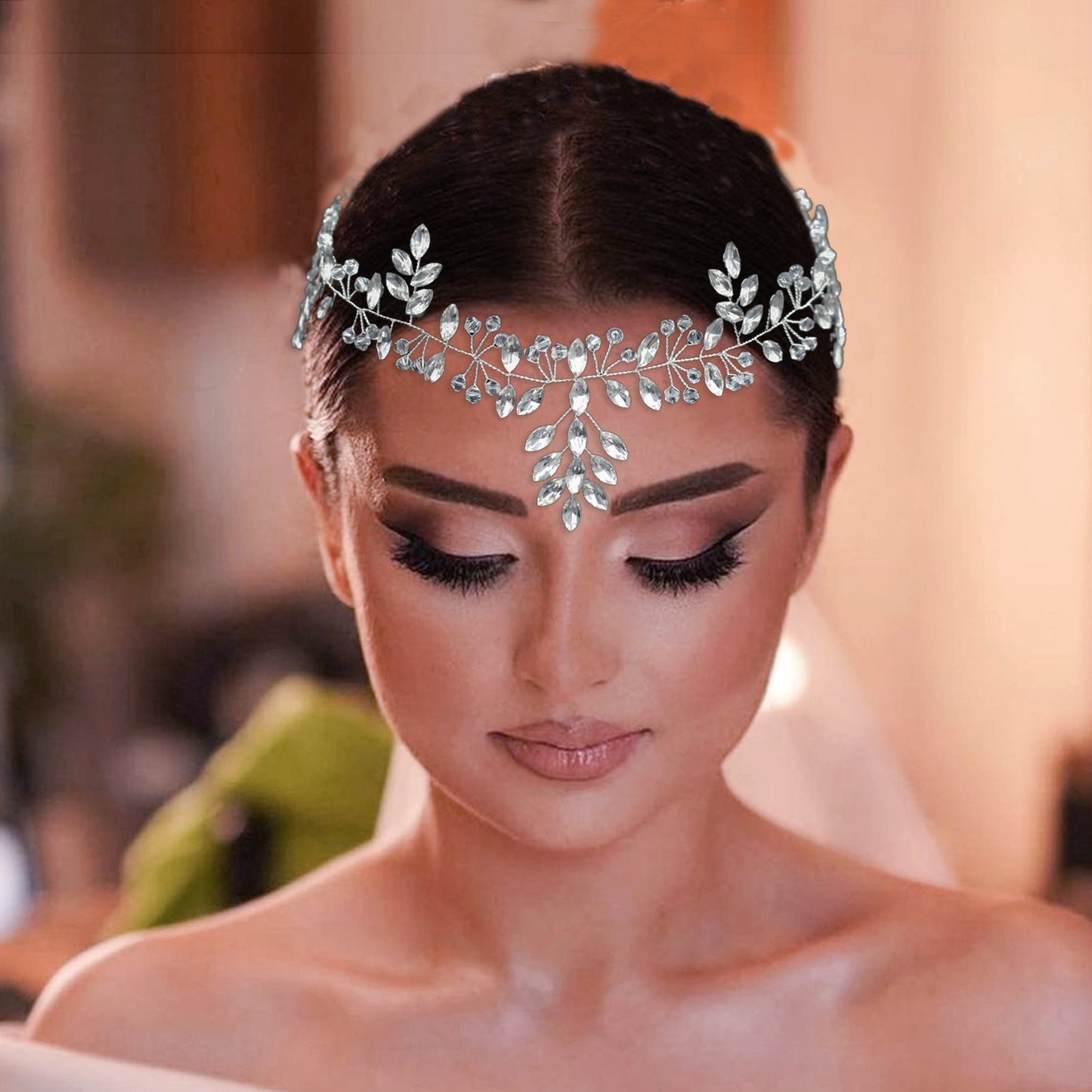 Creative handmade hanging rhinestone forehead Wedding headdress