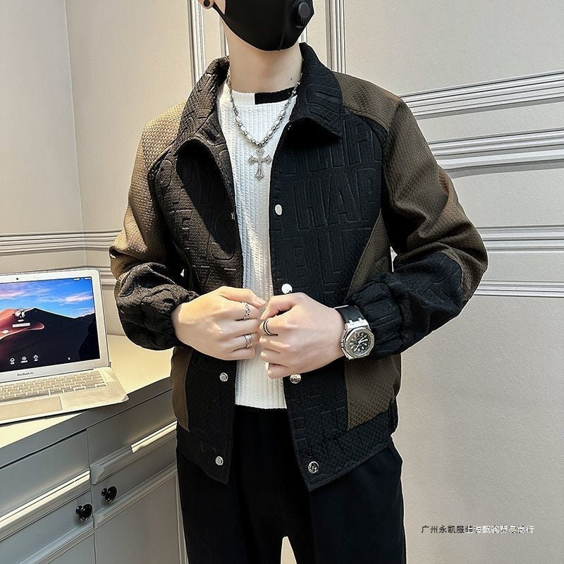 Men's Trendy Contrast Jacket Stylish Spring & Autumn Casual Outerwear