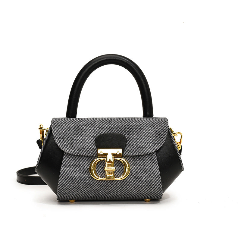 Korean Contrast-Stitch Shoulder Bag