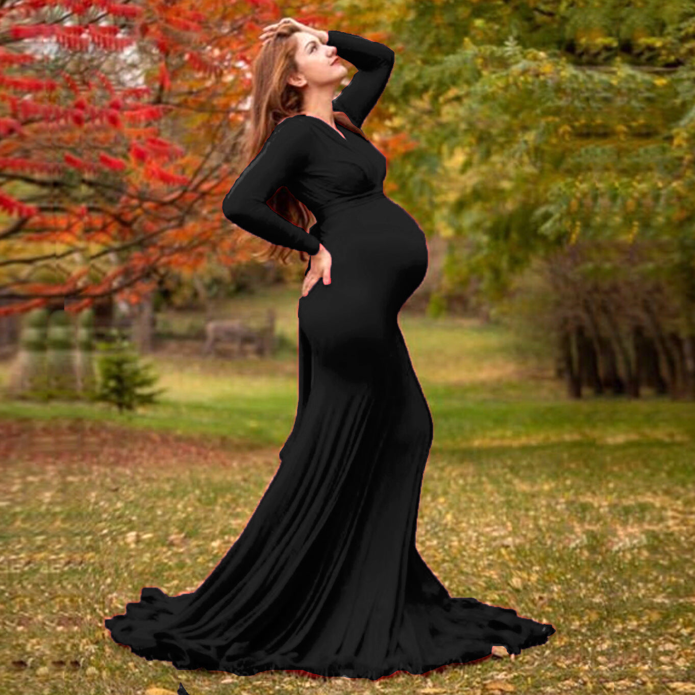 V-Neck Photography Maternity Dress