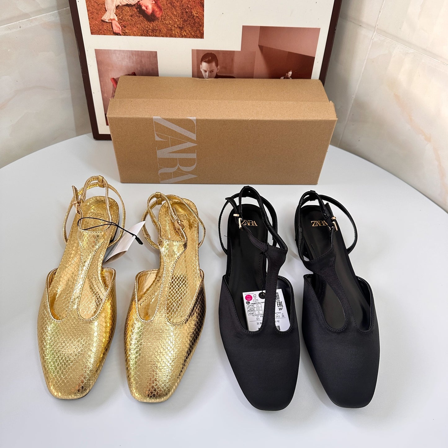 Women's Slingback Flat Sandals with Metal Toe (On Hand)