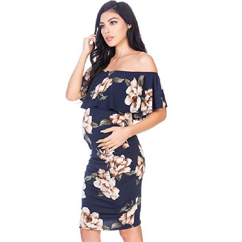 Elegant One-Shoulder Maternity Dress