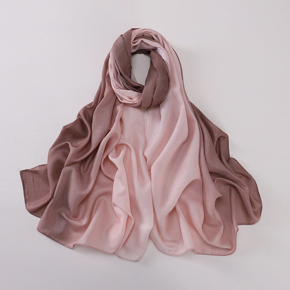 New silk-feel gradient fashion hijab