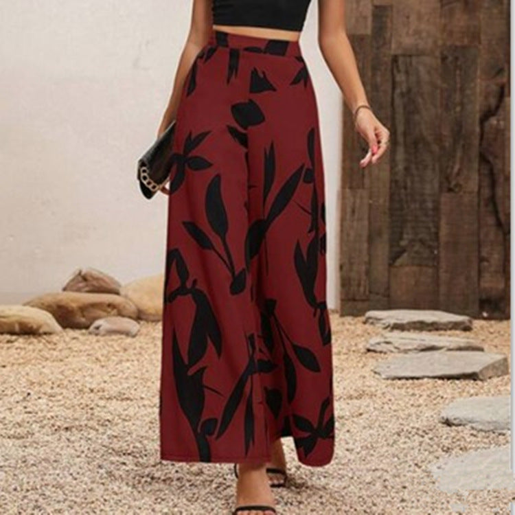Summer Temperament Elasticated Waist Wide-leg High-waisted Thin Trousers