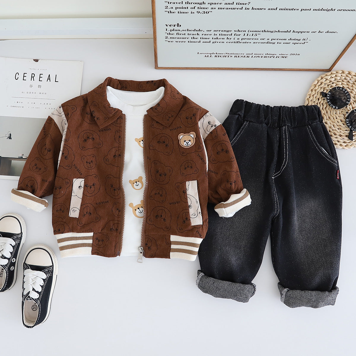 Bear Print Corduroy Set