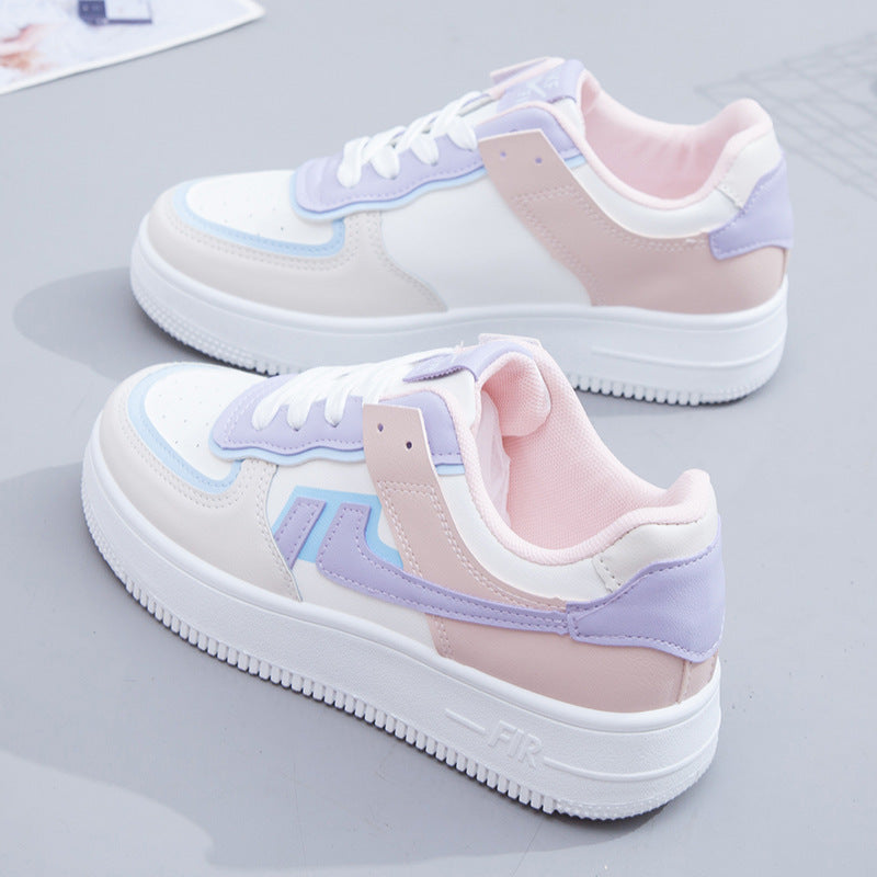 Macaron High-Top Sneakers: Small White Shoes for Women