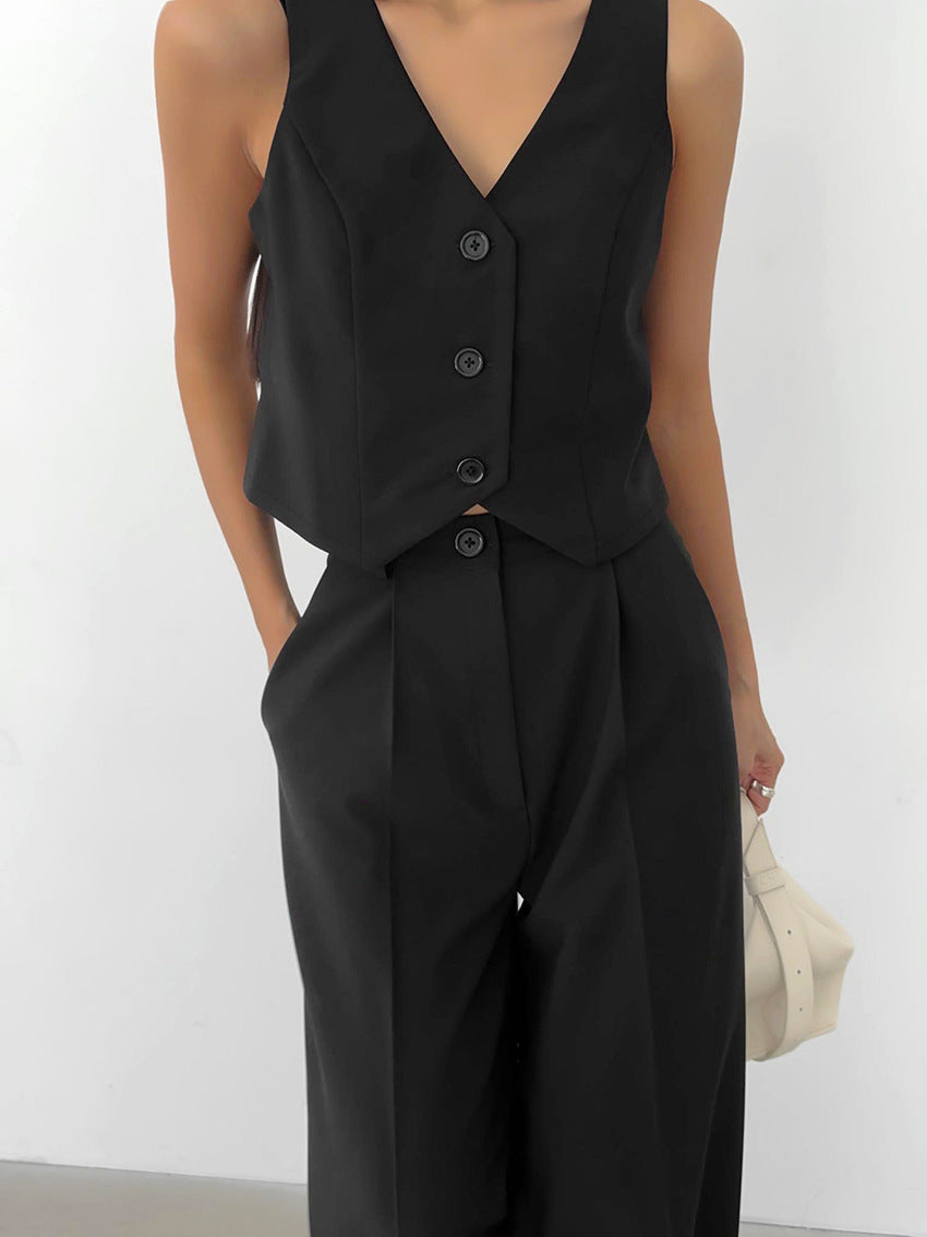 Vest Suit with Wide-Leg Trousers