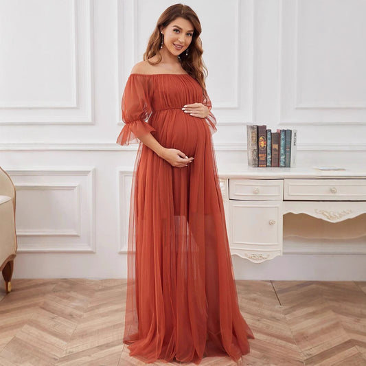 Ethereal Glow One-Shoulder Maternity Gown