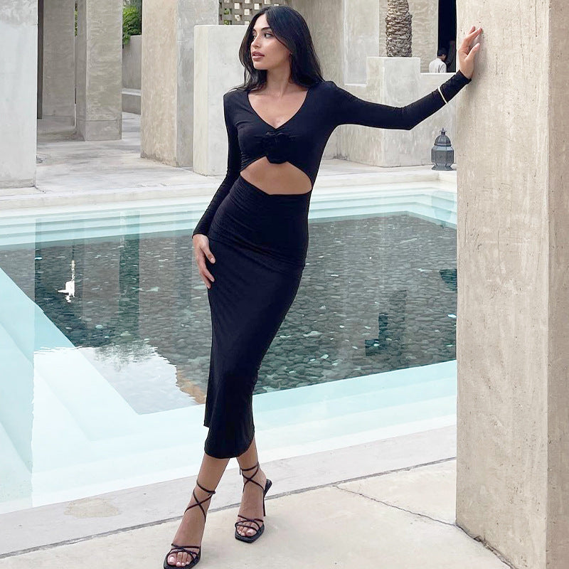 Sexy V-Neck Crop Top Dress