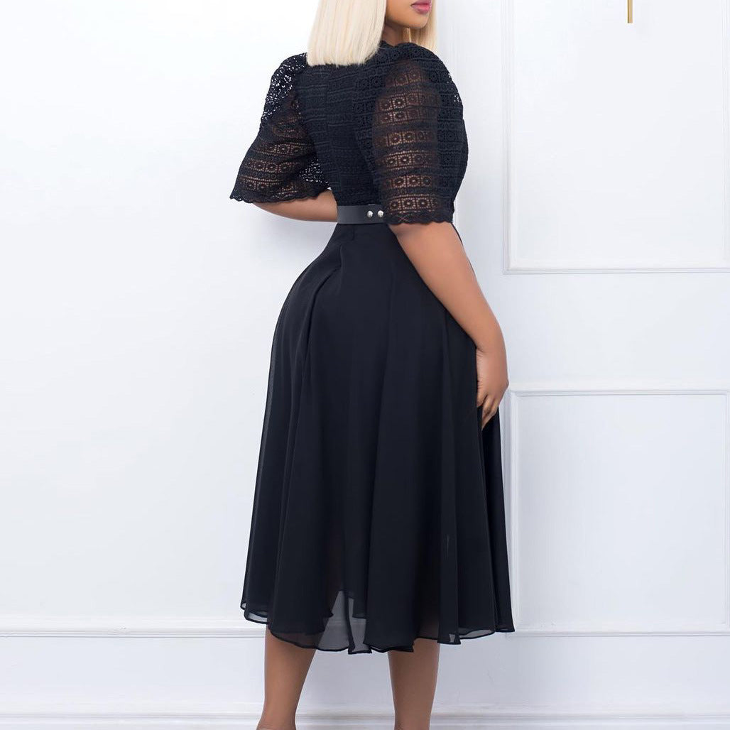 Fashion splicing chiffon beads celebrity dress