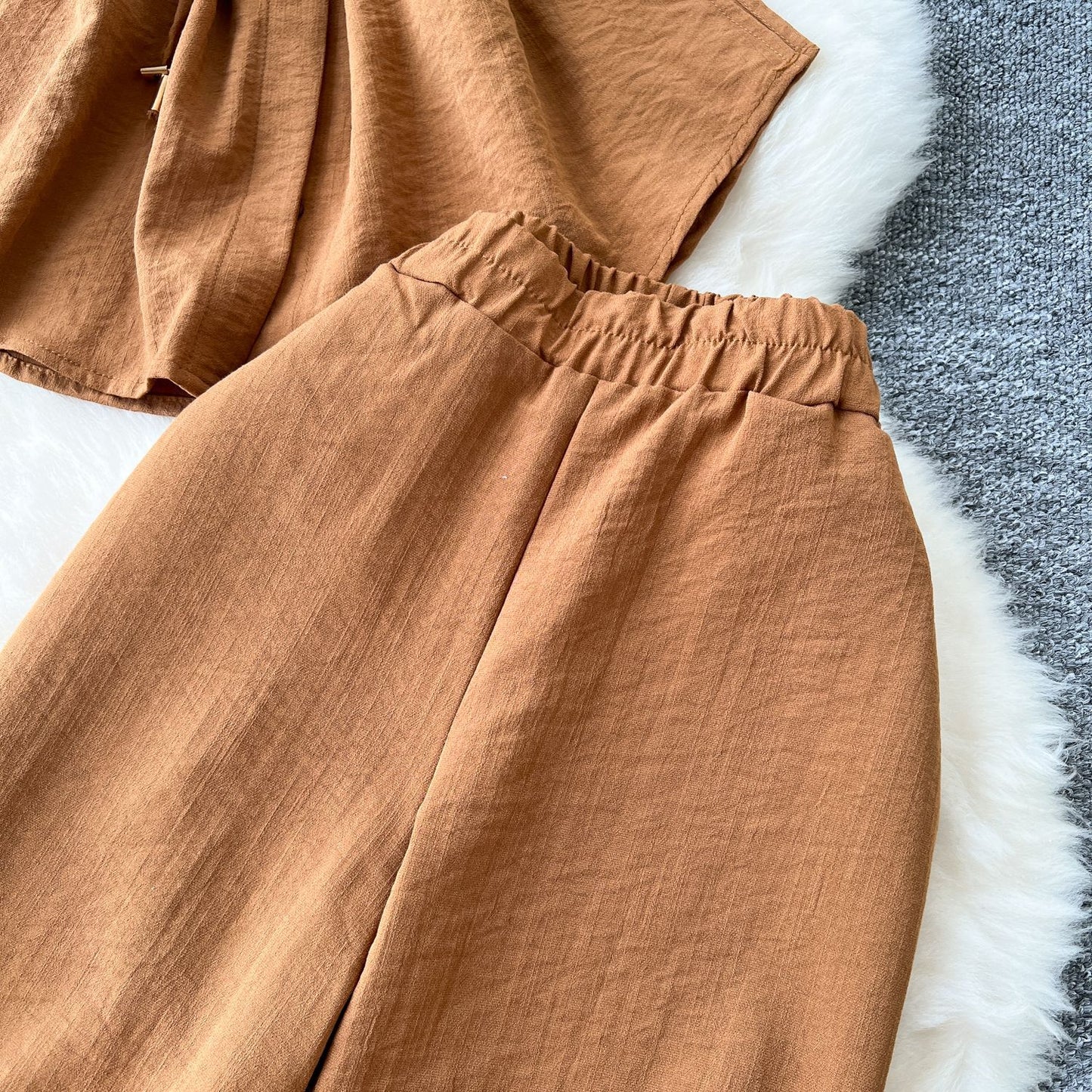 Lace-Up Waist Two-Piece Set