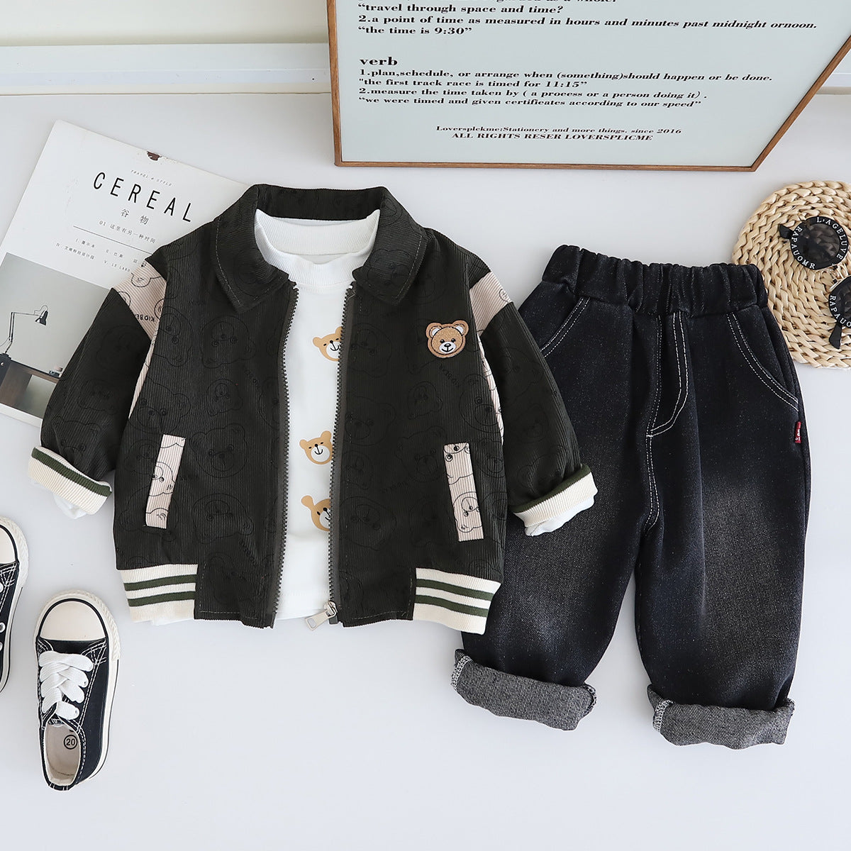 Bear Print Corduroy Set