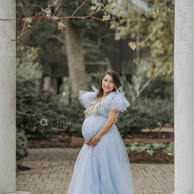 Floral Mesh Maternity Gown