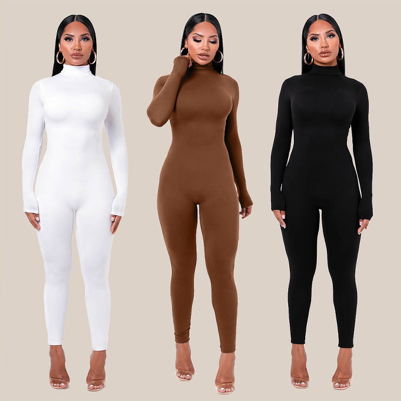 Skinny long-sleeved fleece jumpsuit