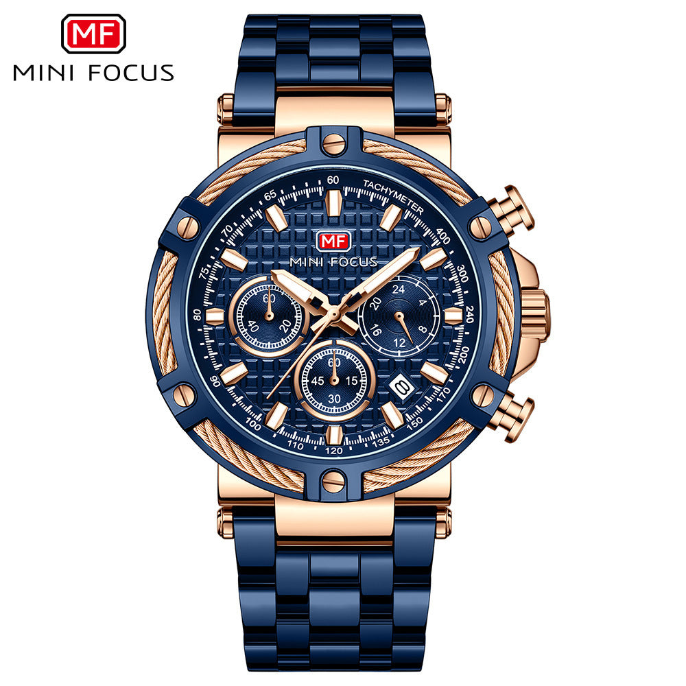 Mini Focus Men's Casual Watch - Waterproof Quartz Luminous Steel Band
