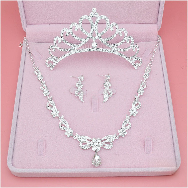 Bridal Headwear, Necklace Three-Piece Crown Wedding Accessories