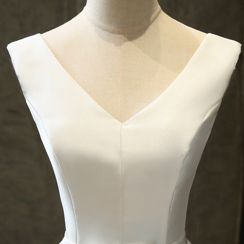 Elegant White Satin Evening Dress