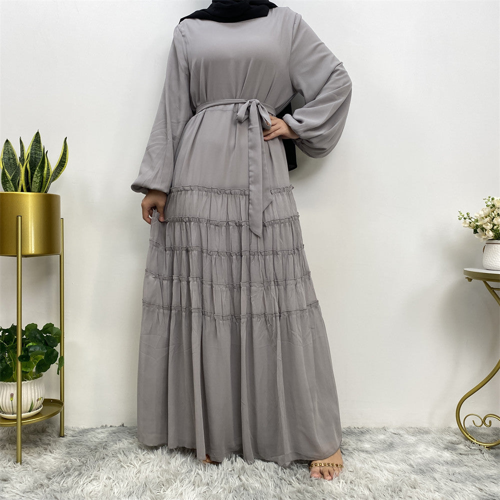 Elegant Double Chiffon Loose Hem Islamic Dress