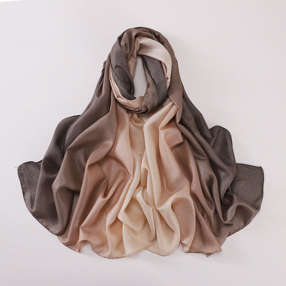 New silk-feel gradient fashion hijab