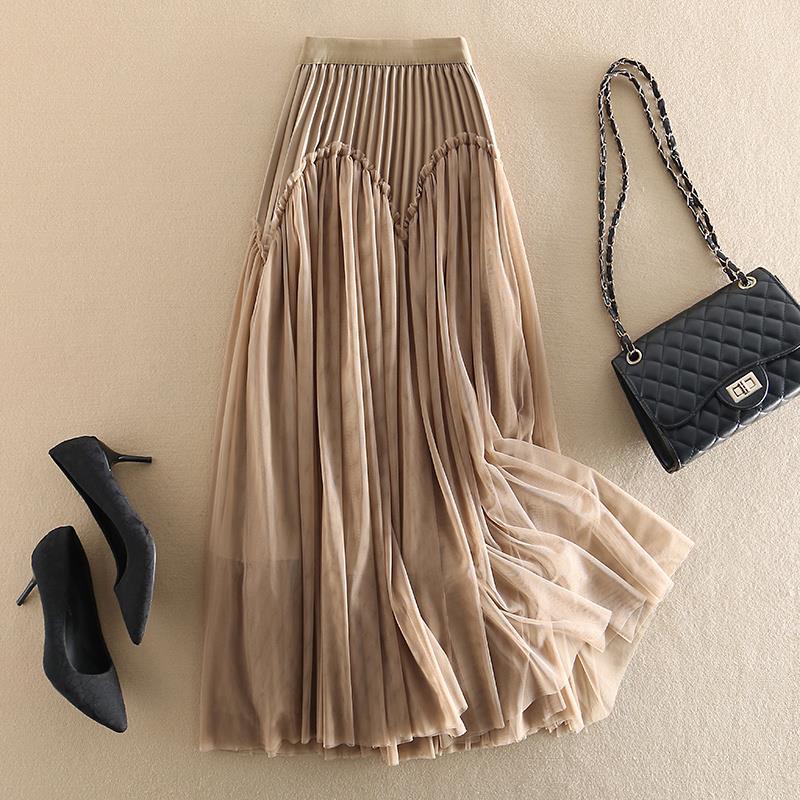 Elegant Mesh-Panel Skirt